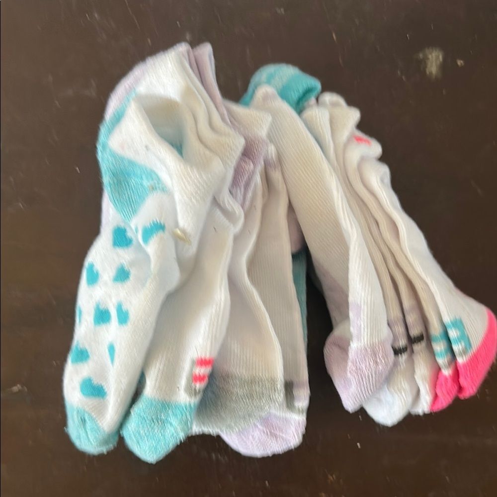Lot of 15 Pairs Girls Sports Socks Assorted Colors/Styles Athletic Size Small